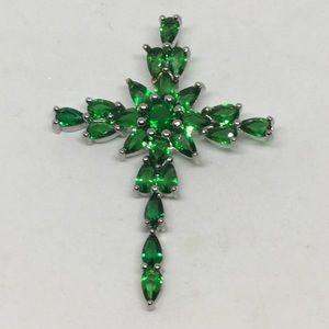 Silver Green Quartz Cross